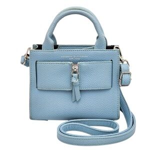 Brandon Blackwood Kuei Mini Zip Leather Tote Crossbody Bag Powder Blue